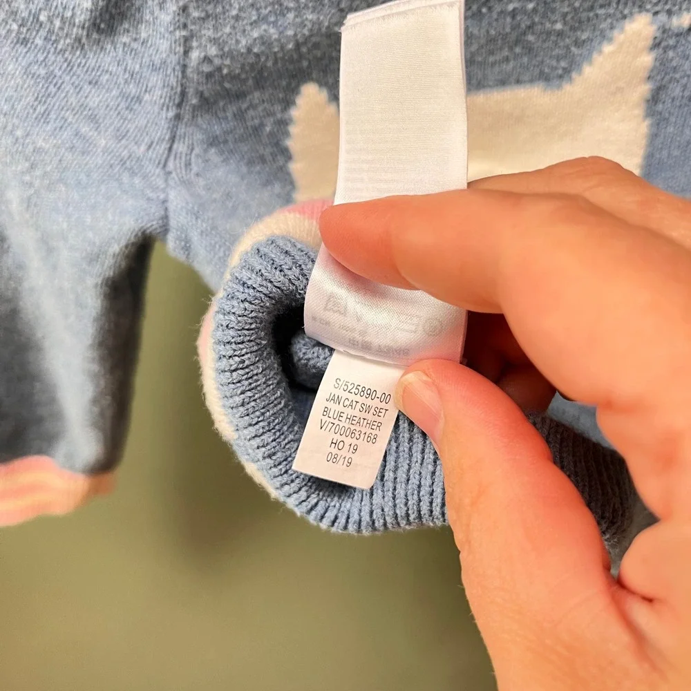 Baby Gap Blue Heather Cat Graphic Cotton Knit Sweater 6-12‎ Months 525890-00